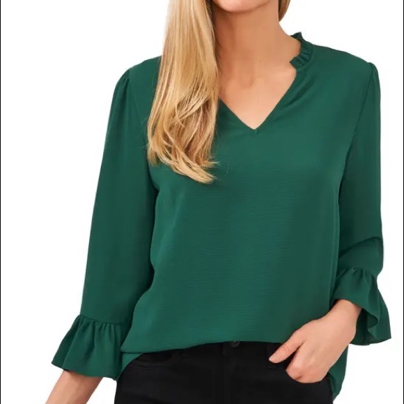 CeCe Tops - CeCe Ruffe Cuff Crepe Top